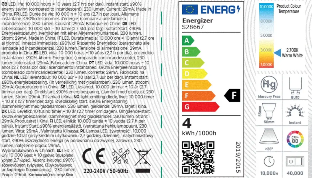 Energizer E27 LED Lamp 11W Warm Wit - 5 Stuks