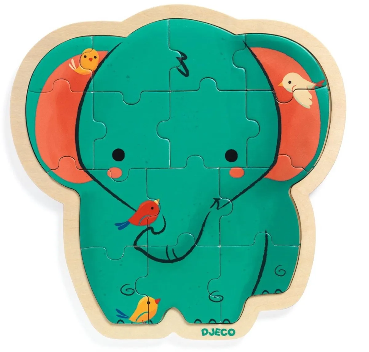 Djeco Olifant Puzzel - 14 Stuks - Meerkleurig - afbeelding 3 van 3