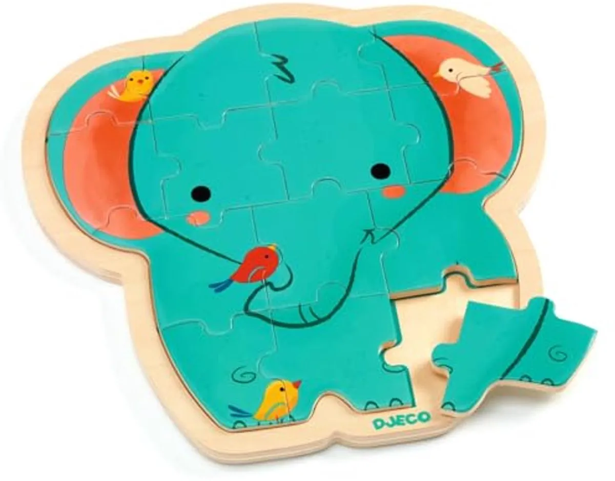 Djeco Olifant Puzzel - 14 Stuks - Meerkleurig - afbeelding 2 van 3