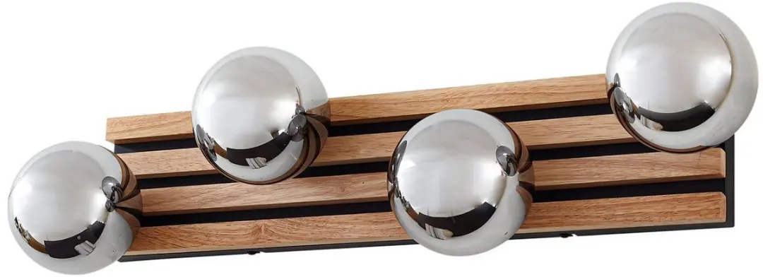 Lindby Wandlamp 4 Lichtpunten Houtkleurig/Rookgrijs/Zwart