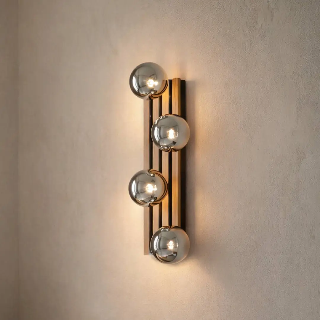 Lindby Wandlamp 4 Lichtpunten Houtkleurig/Rookgrijs/Zwart