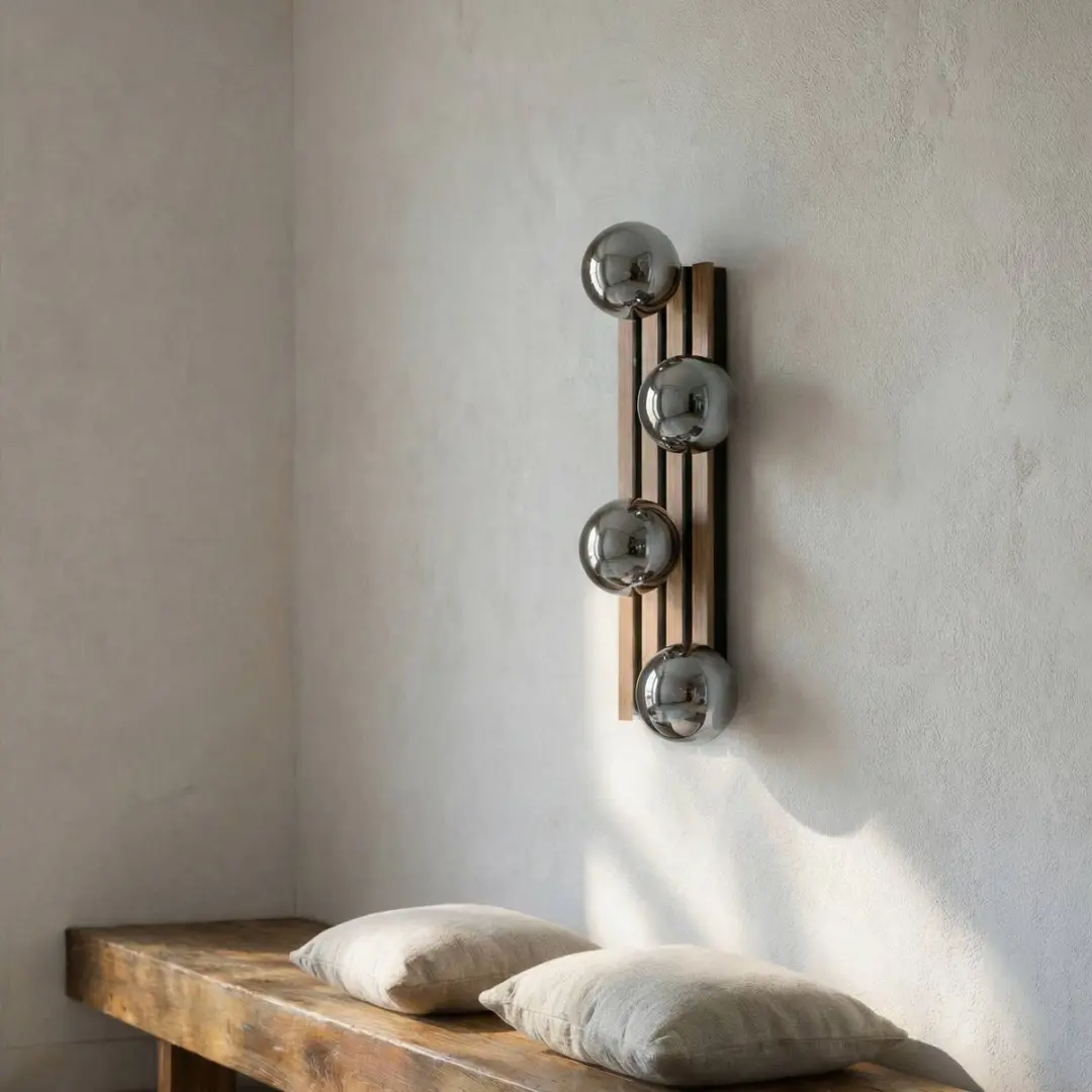 Lindby Wandlamp 4 Lichtpunten Houtkleurig/Rookgrijs/Zwart
