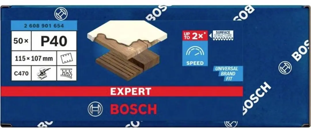 Bosch Professional Schuurpapier 2608901654 - Korrel 40 - 107x115mm - 50 Stuks