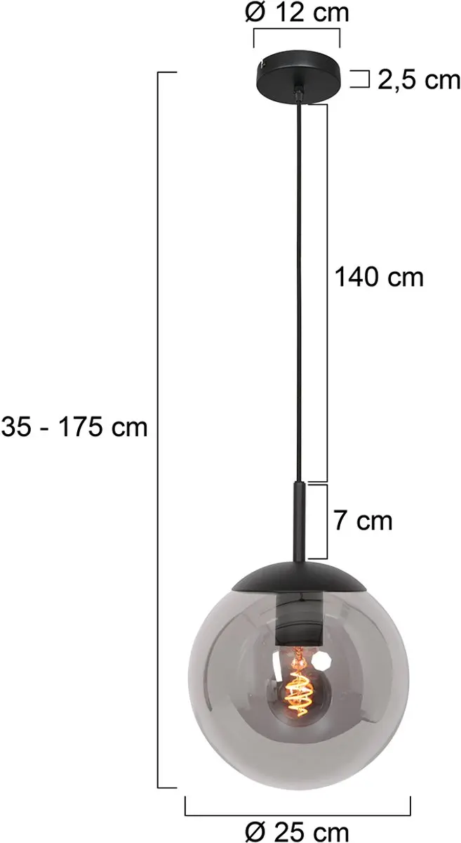 Steinhauer Hanglamp Bollique 25cm - Zwart