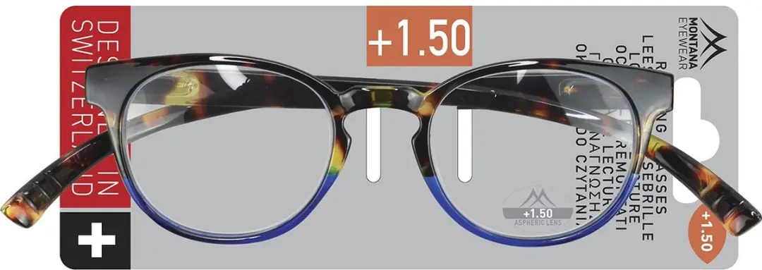 Montana MNR1A Leesbril Tortoise Blauw +1.00 - Rond - afbeelding 6 van 6