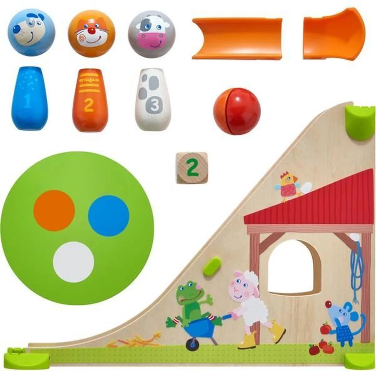 Haba Kullerbü Knikkerbaan Kegelboerderij - 16 Delen - Multi Color