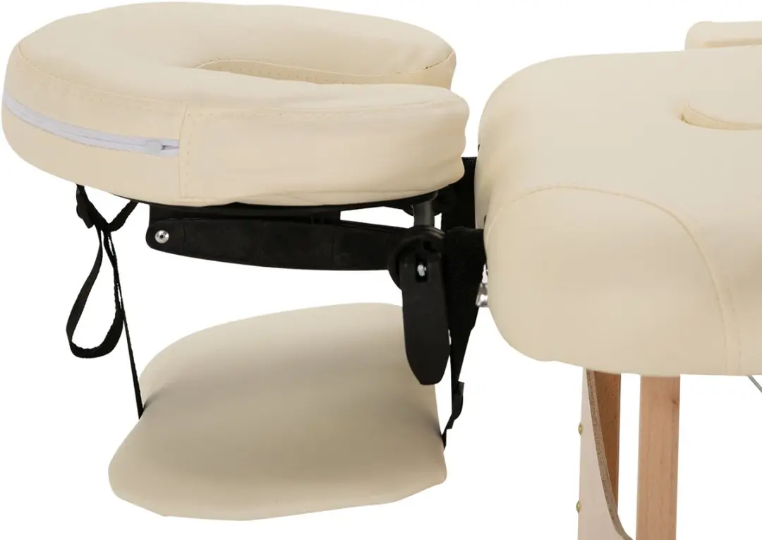 Homcom Massagetisch Buchenhout Kunstleder 185x60cm Cremewit