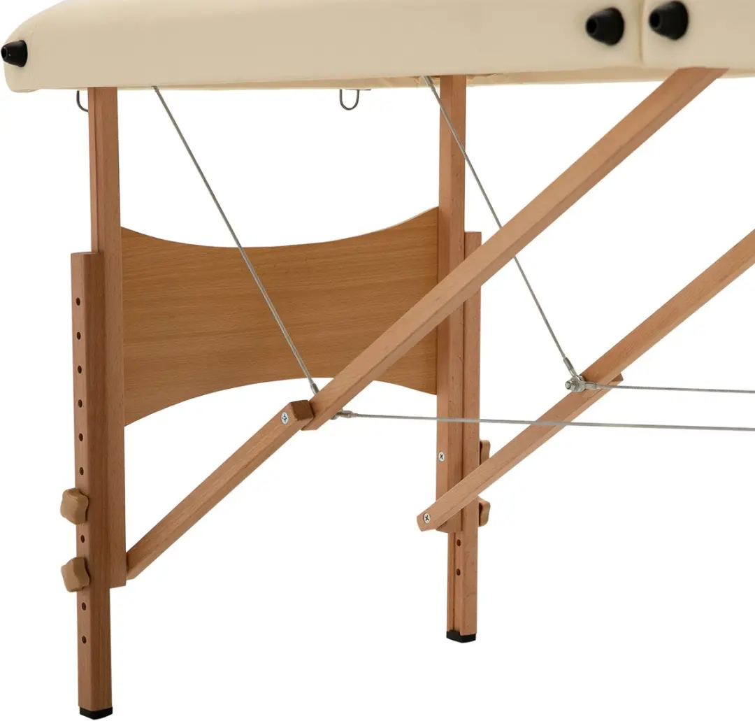 Homcom Massagetisch Buchenhout Kunstleder 185x60cm Cremewit
