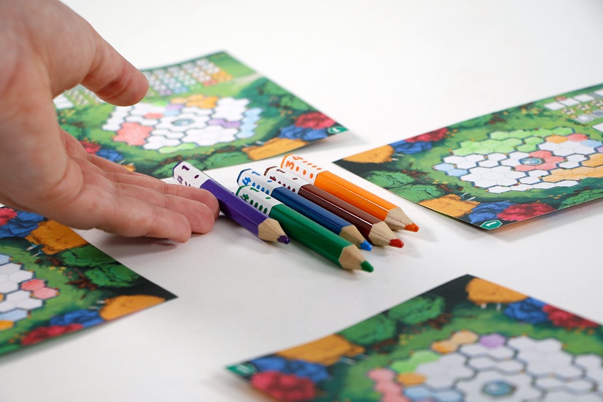 999 Games - Pick a Pen - Tuinen - Dobbelspel - Dobbelen met potloden - Scorevellen van 3 verschillende niveaus - Gezelschapsspel - Familiespel - Klein cadeautje - bevat spelregels in NL en EN