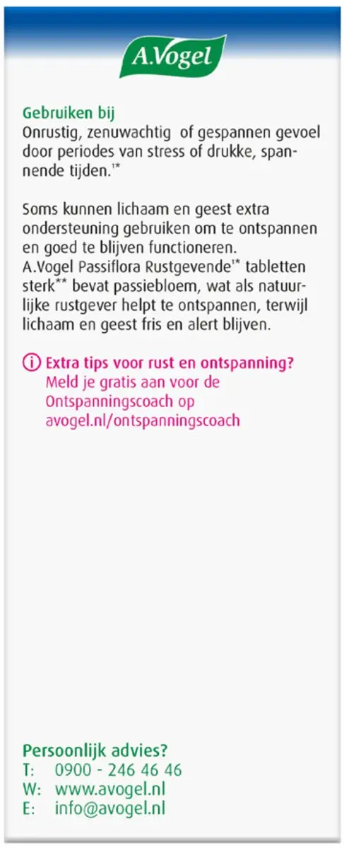 A.Vogel Passiflora Rustgevend Sterk 60 Tabletten