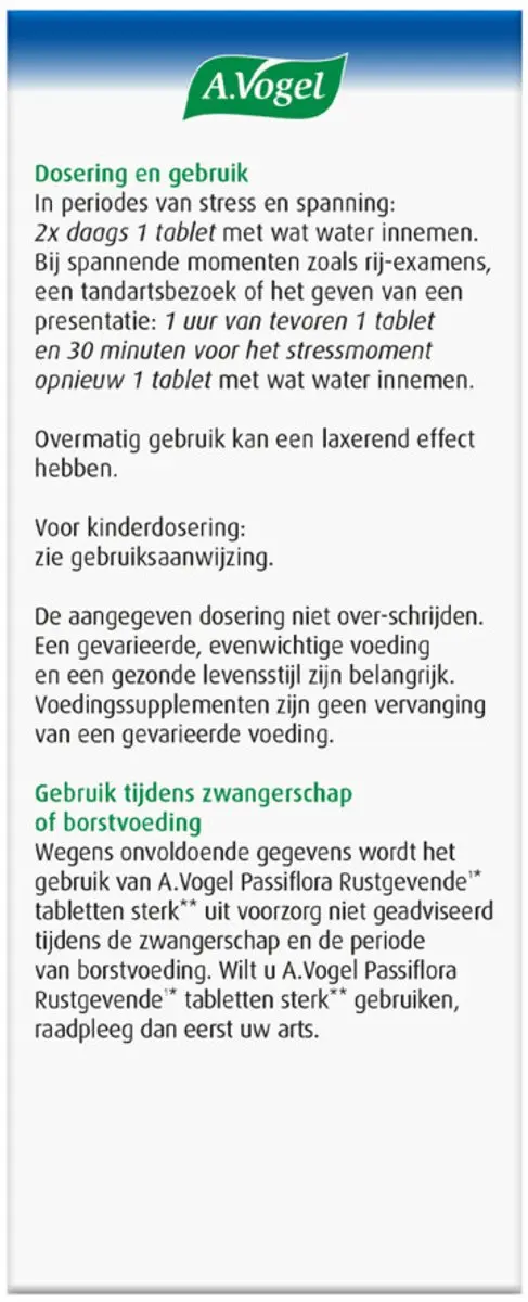 A.Vogel Passiflora Rustgevend Sterk 60 Tabletten