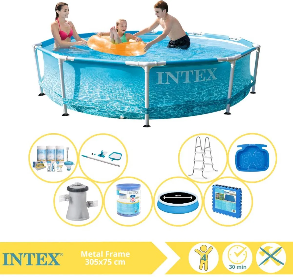 Intex Metal Frame Zwembad 305x76cm - 4485L - Blauw - 28200NP - afbeelding 2 van 6