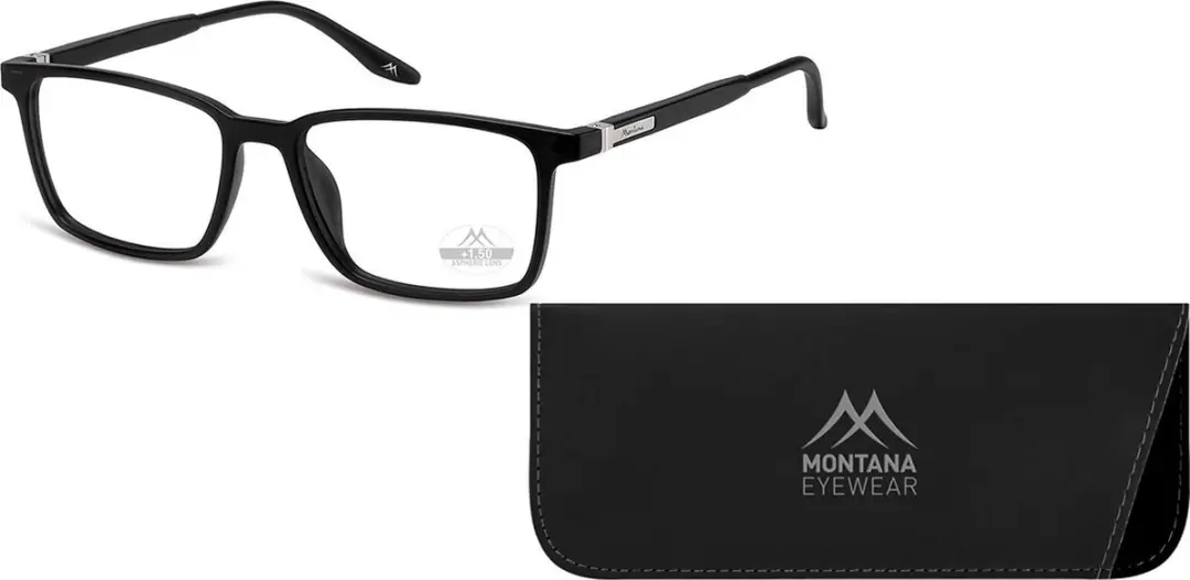Montana Leesbril MRC3 +3.00 - Zwart met clip-on zonnebril
