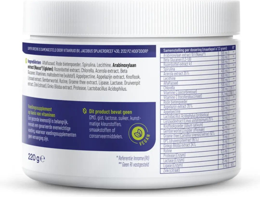 2x Vitakruid Super Greens 220 gr