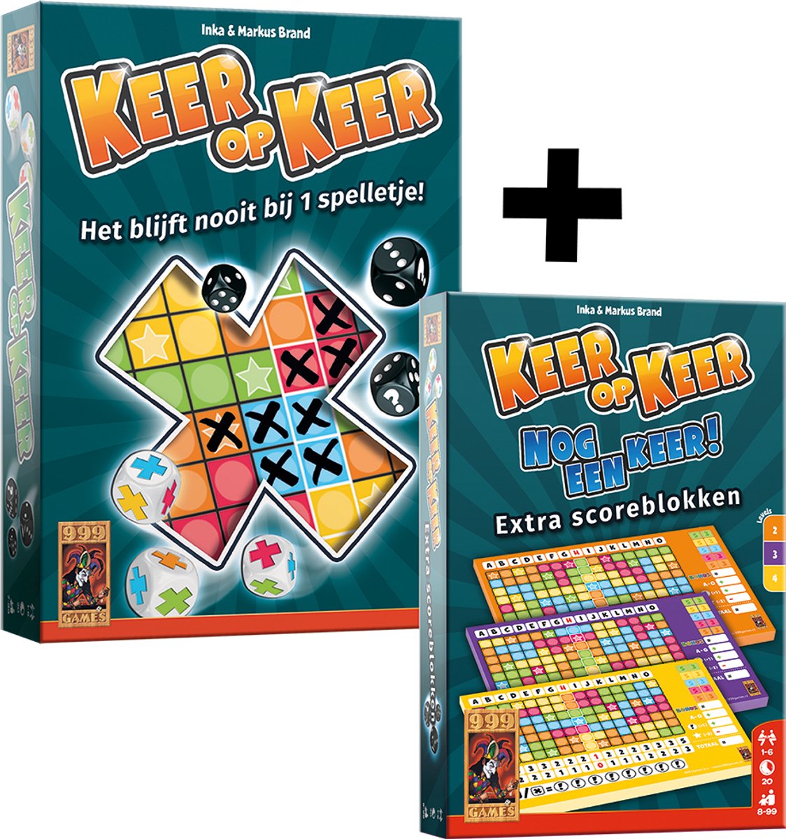 999 Games - Keer op Keer dobbelspel met Extra Scoreblokken level 2, 3 en 4 - Hét dobbelspel voor het hele gezin - Gezelschapsspel - Familiespel - Educatief spel - Klein cadeautje