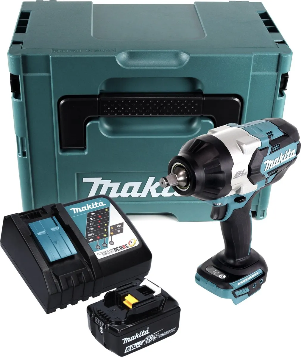 Makita DTW 1002 Slagmoersleutel 18V 1000Nm - Borstelloos - 1x6.0Ah + Lader