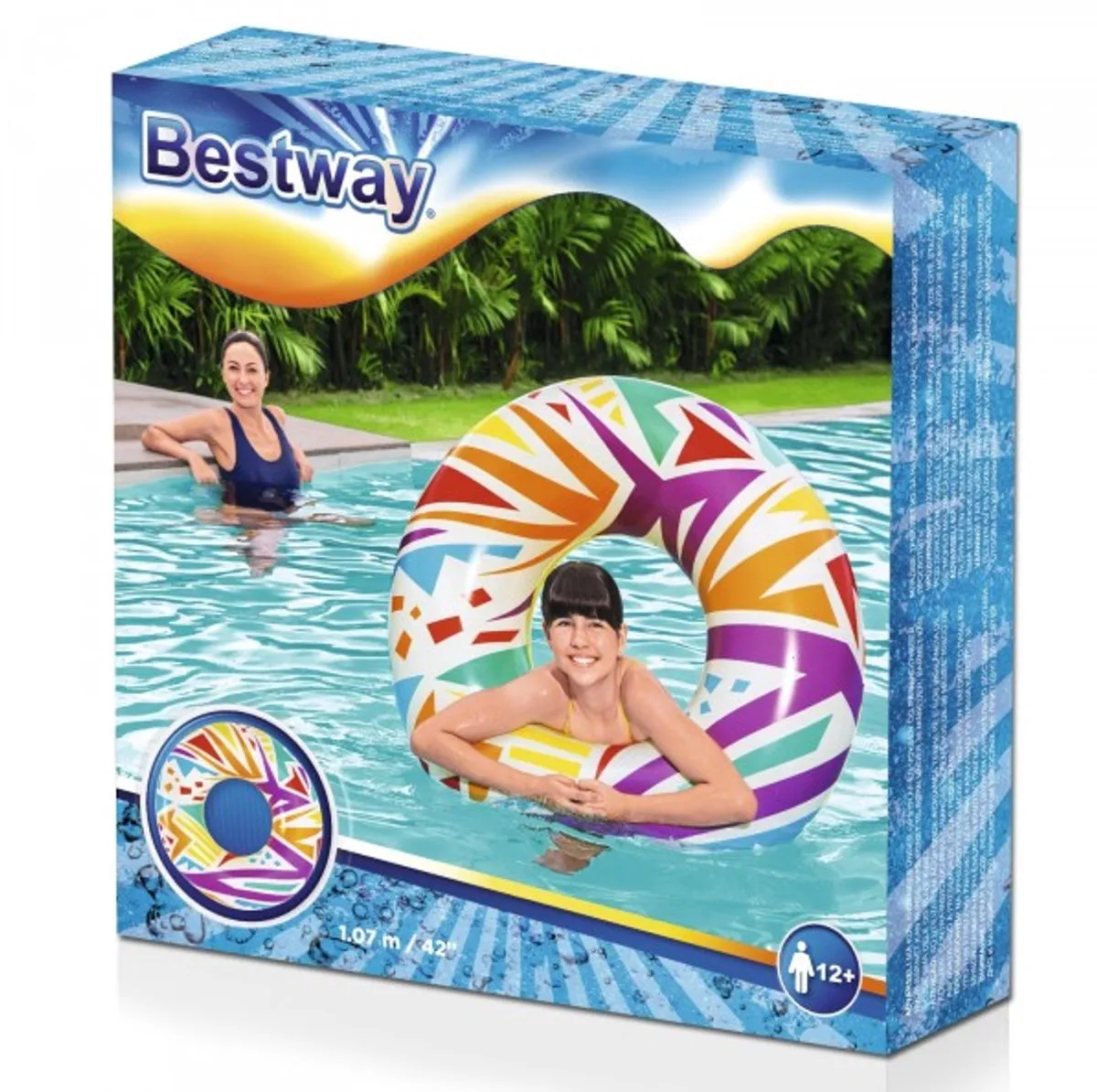 Bestway Zwemband Retro 107cm - Wit - Techno Print