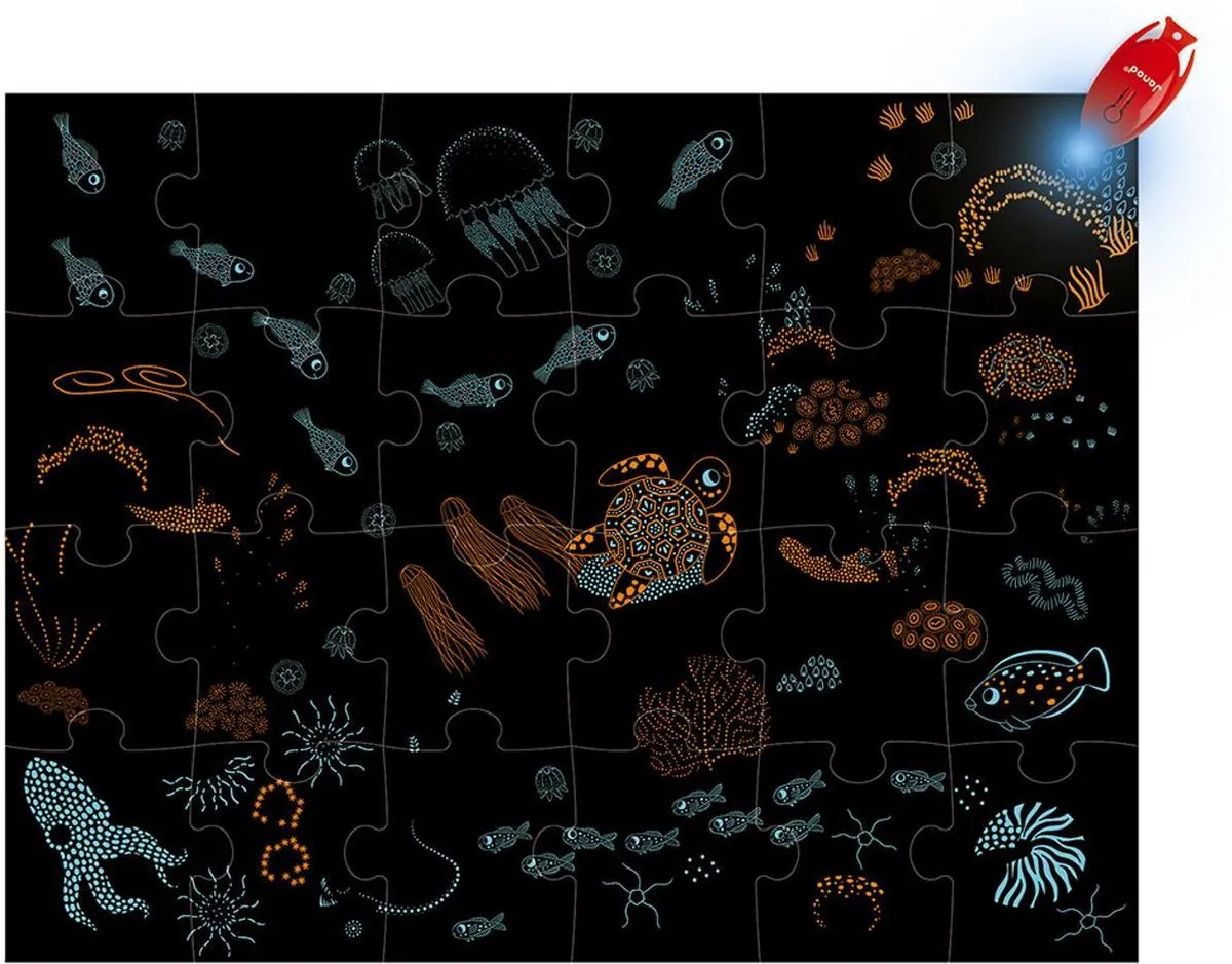 Janod Magische Puzzel De Oceaan 24 Stuks - Glow in the Dark - afbeelding 6 van 6