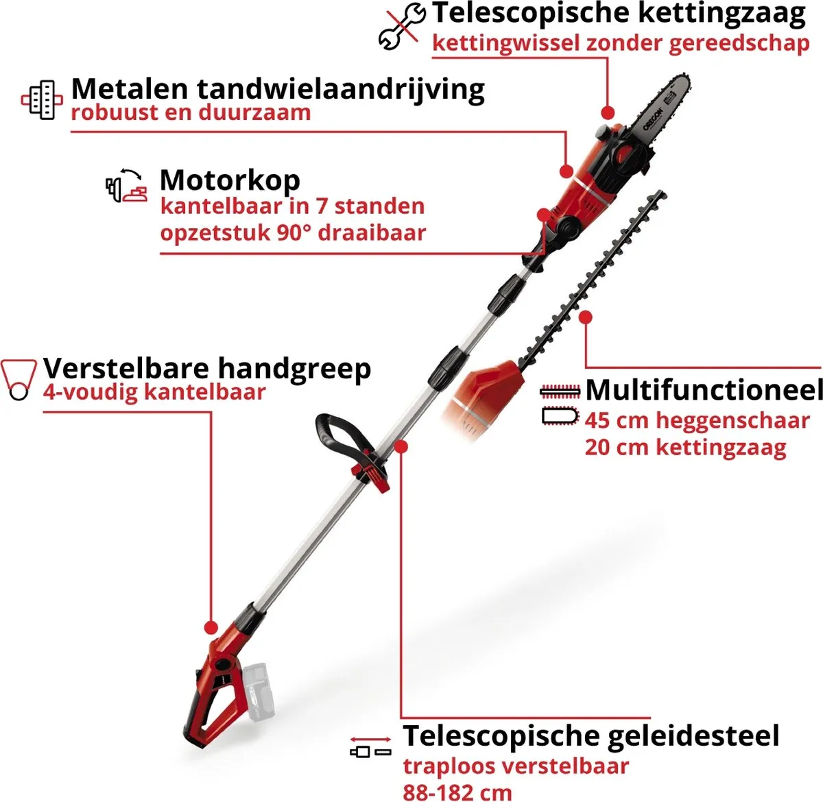 Einhell Accu Tuin-Multitool GE-HC 18 Li T Kit 3410800 - 18V