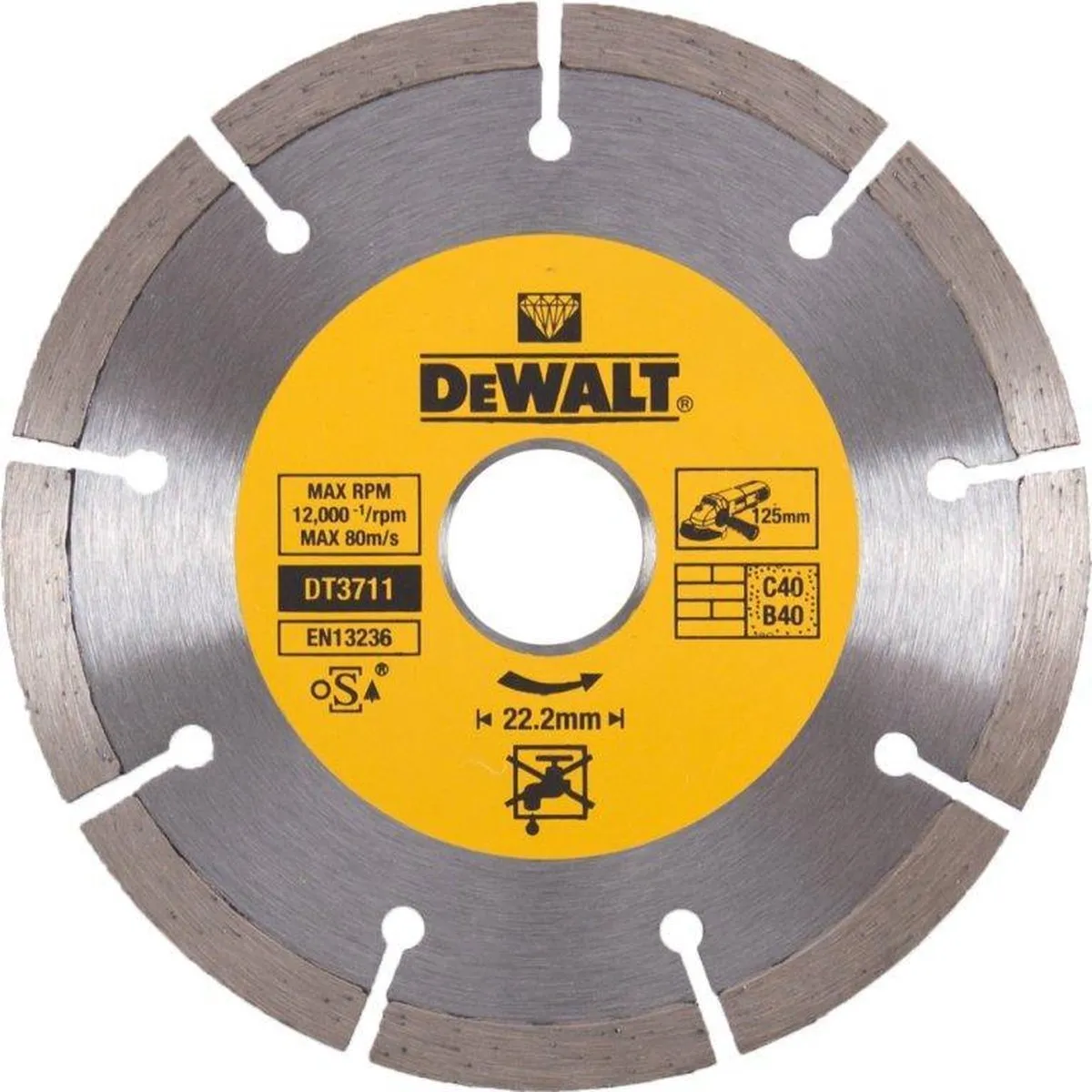 DeWalt DT3711 Diamantblad Droogzagen Beton 125x22,2mm