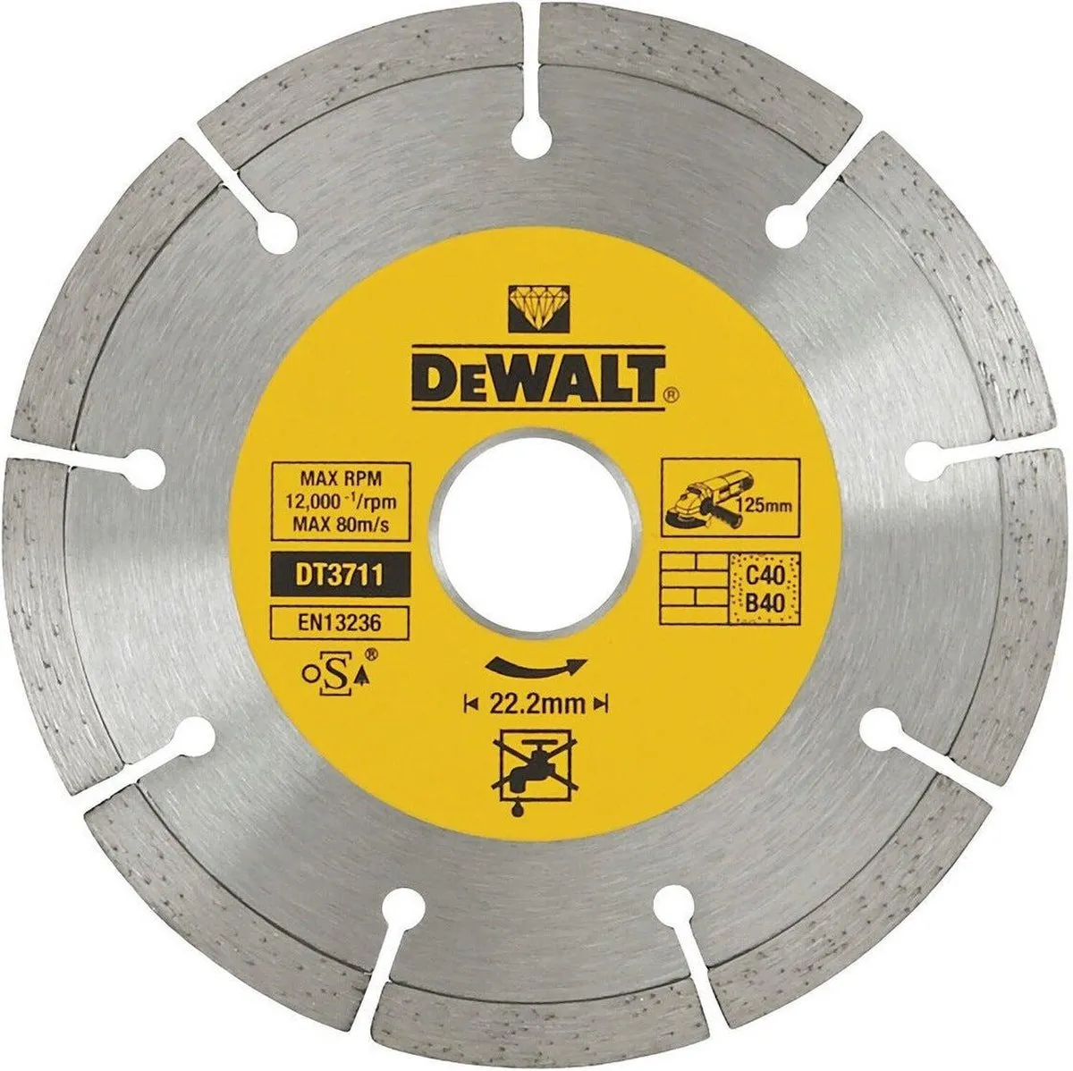 DeWalt DT3711 Diamantblad Droogzagen Beton 125x22,2mm