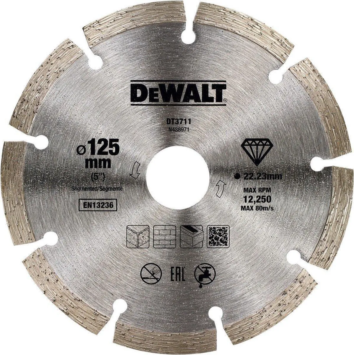 DeWalt DT3711 Diamantblad Droogzagen Beton 125x22,2mm