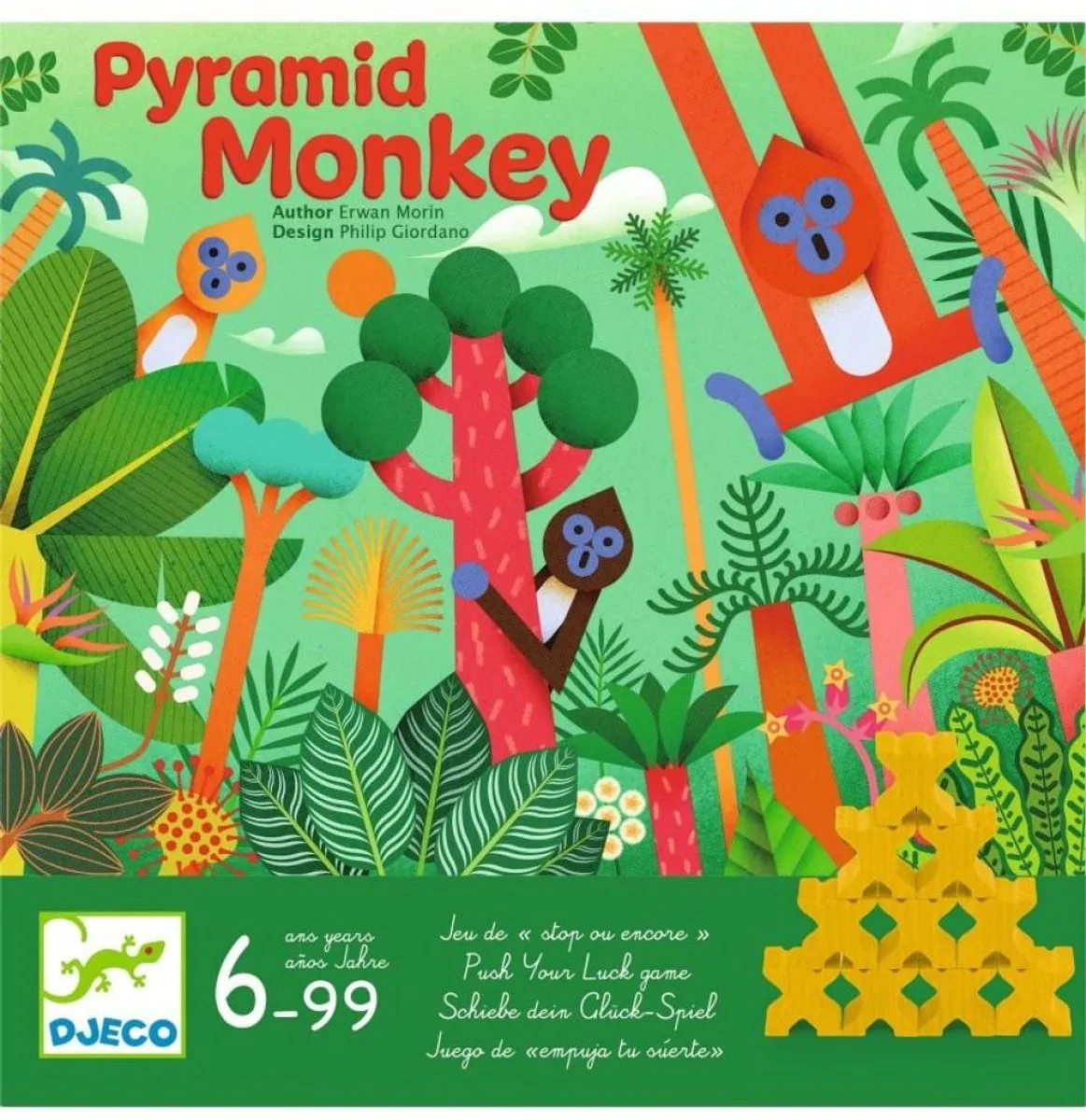 Djeco Piramide Stapeltoren Aap - 6-delig Multicolor