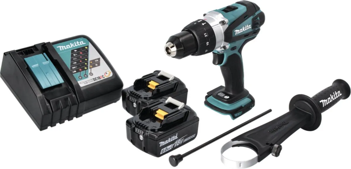 Makita DHP 458 RG Klopboormachine 18V - 91Nm - 2x 6,0Ah Accu - afbeelding 2 van 5