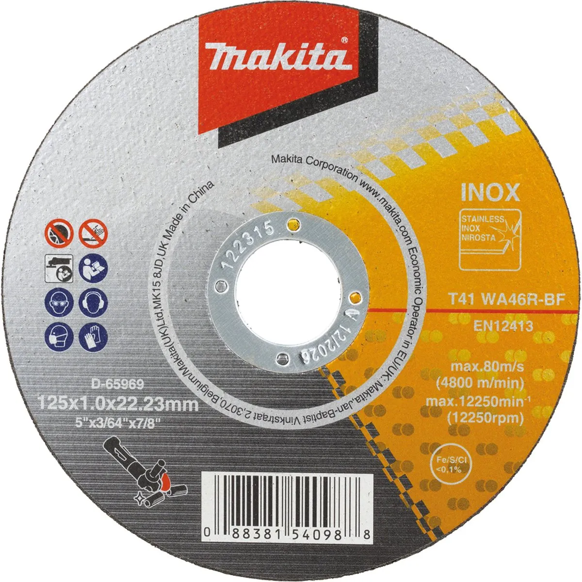 Makita D-65969-50 Doorslijpschijf INOX 125x1,0mm - 50 Stuks