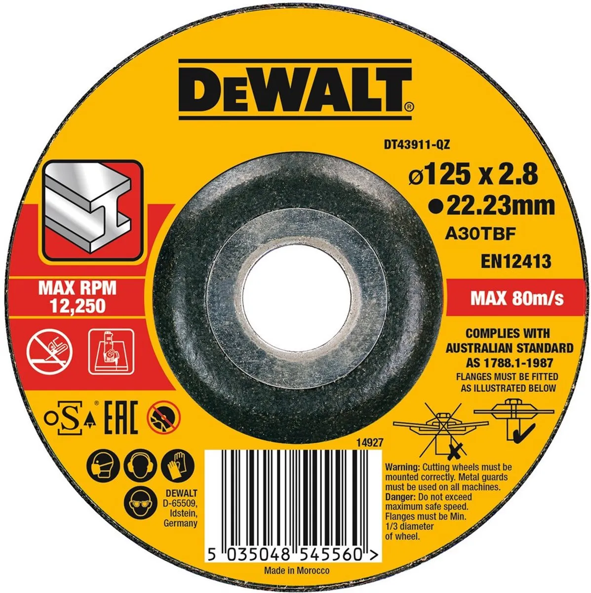 DeWalt DT43911 Doorslijpschijf 125x22.2mm Metaal - 5 Stuks