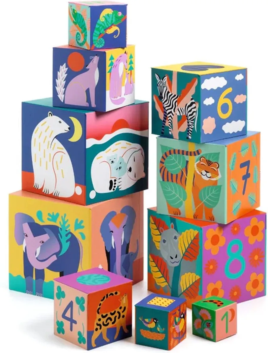 Djeco Stapeltoren Wilde Dieren - 10 Stuks - afbeelding 6 van 6