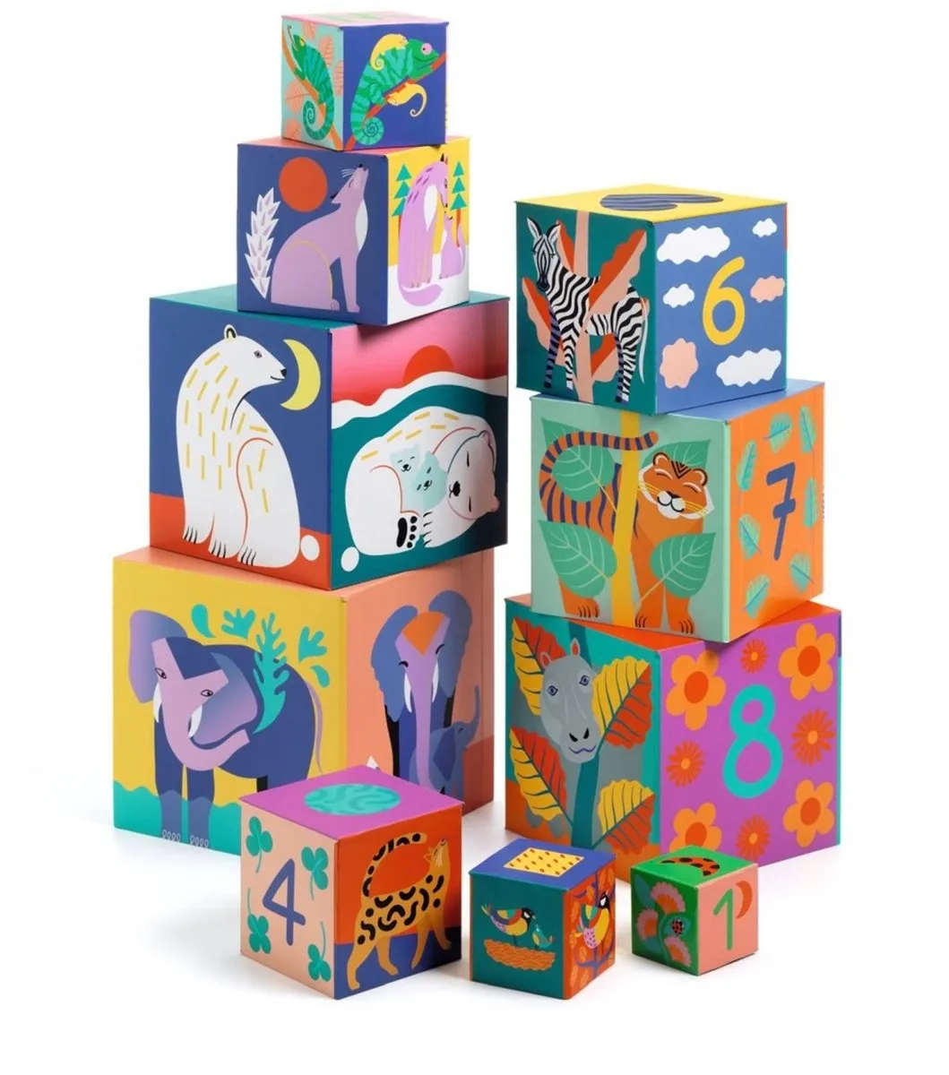 Djeco Stapeltoren Wilde Dieren - 10 Stuks - afbeelding 2 van 6