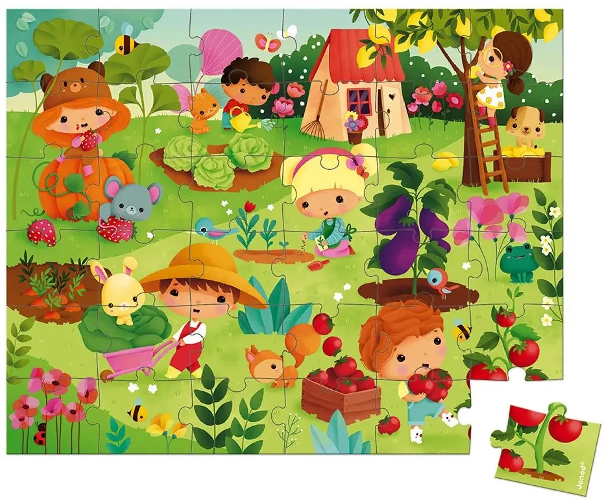Janod Puzzel De Tuin 36 Stuks - Puzzelkoffer - 4+