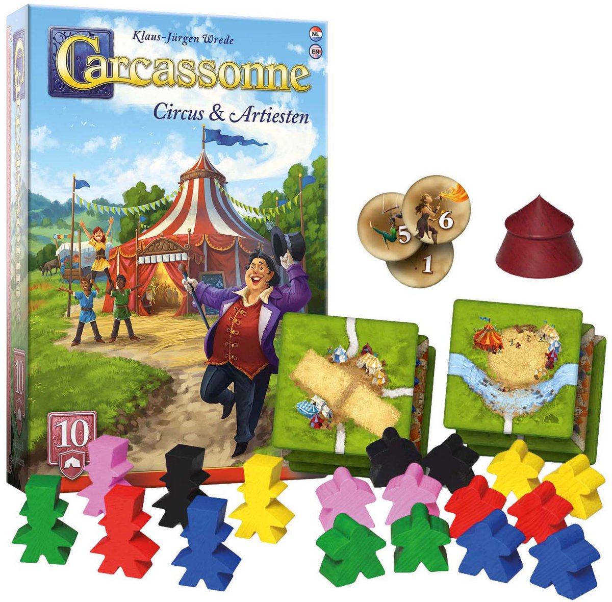 999 Games - Carcassonne: Circus & Artiesten - Uitbreiding 10 - Nieuwe Versie - NL -EN