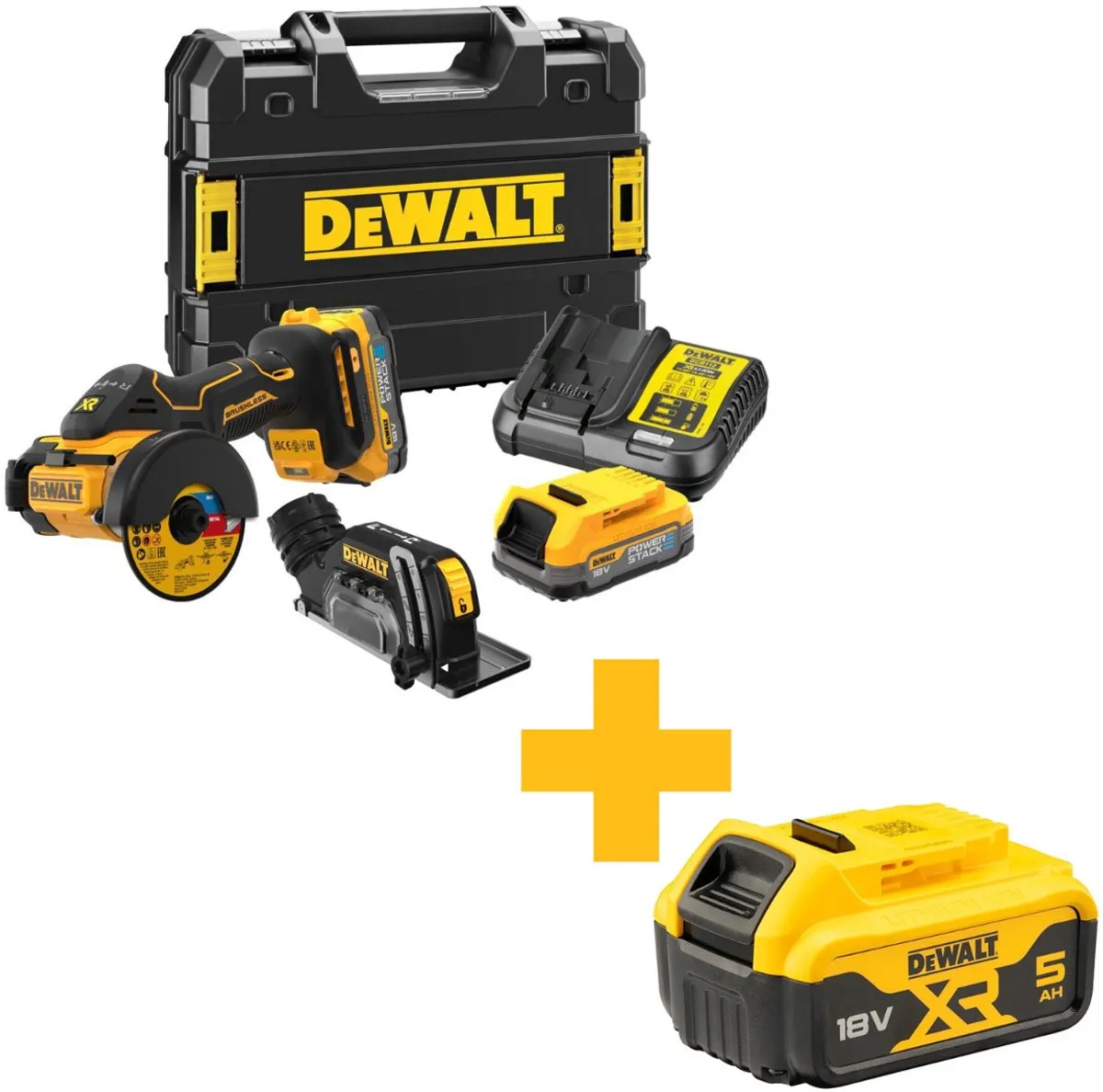 DeWalt DCS438E2T Accu Slijpmachine 18V 76mm - 1x1,7Ah POWERSTACK