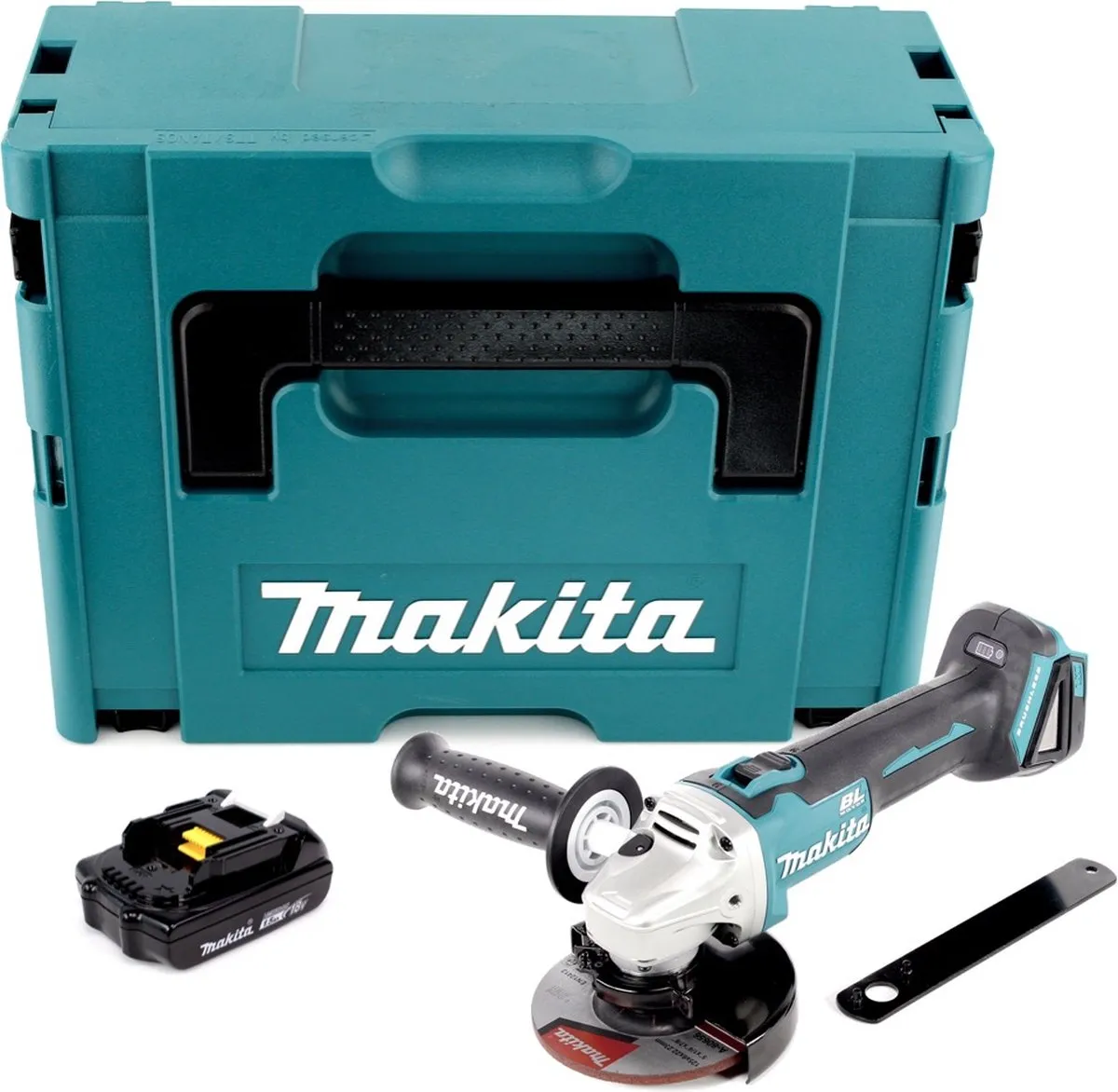 Makita DGA 506 Y1J Haakse Slijper 18V 125mm - 1x 1.5Ah Accu - afbeelding 4 van 5