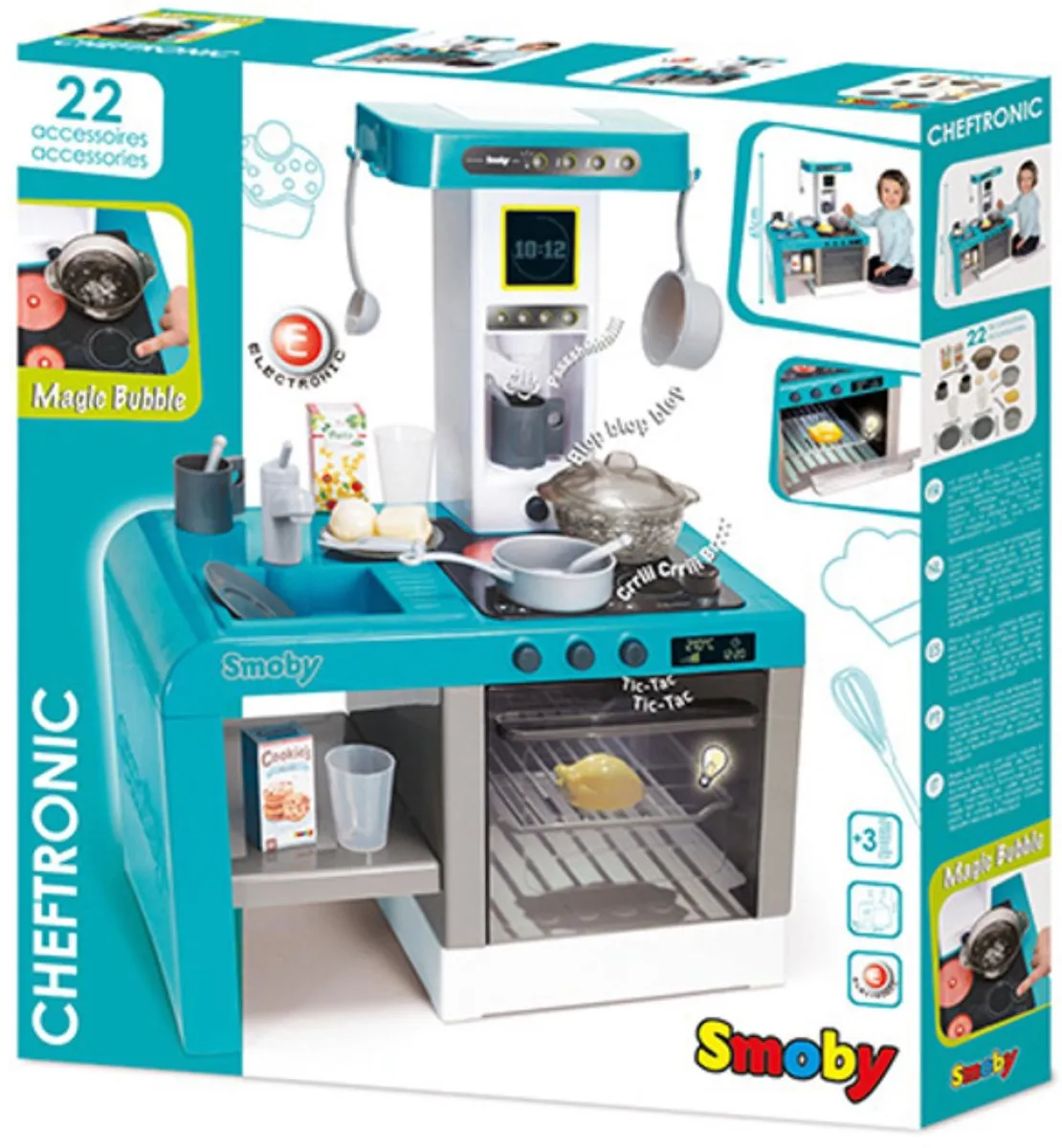 Smoby Speelkeuken met Licht en Geluid - 22 Accessoires - Blauw/Wit