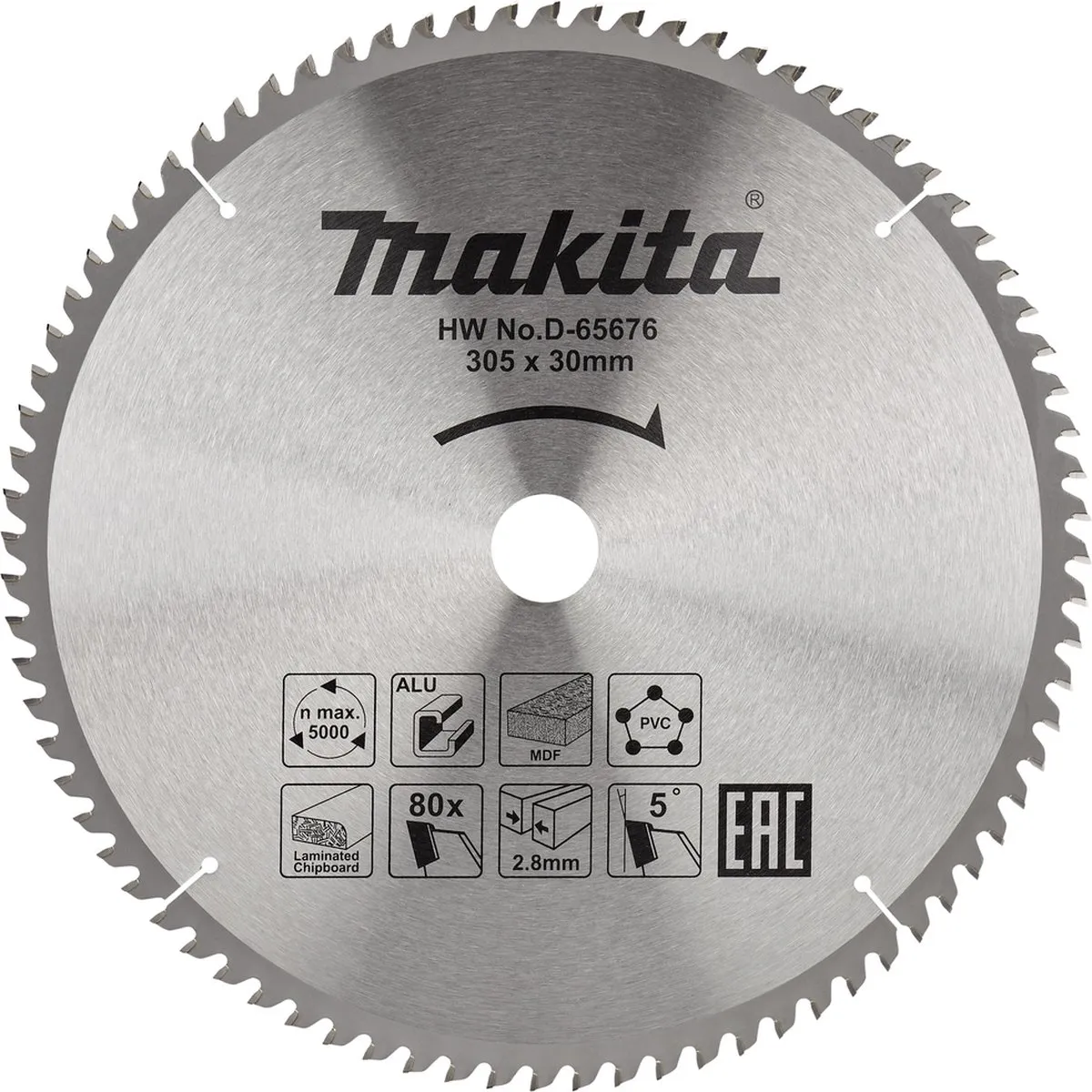 Makita D-65676 Afkortzaagblad 305mm 80T