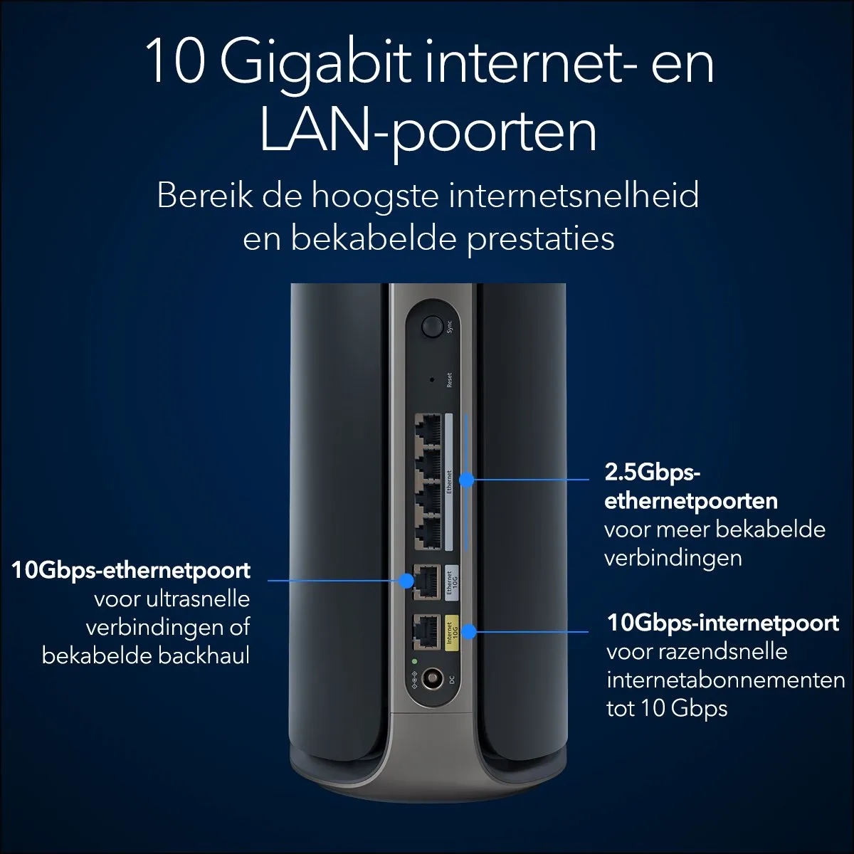 Netgear Orbi RBE973SB Mesh WiFi 7 Quad-Band 3-Pack - Zwart