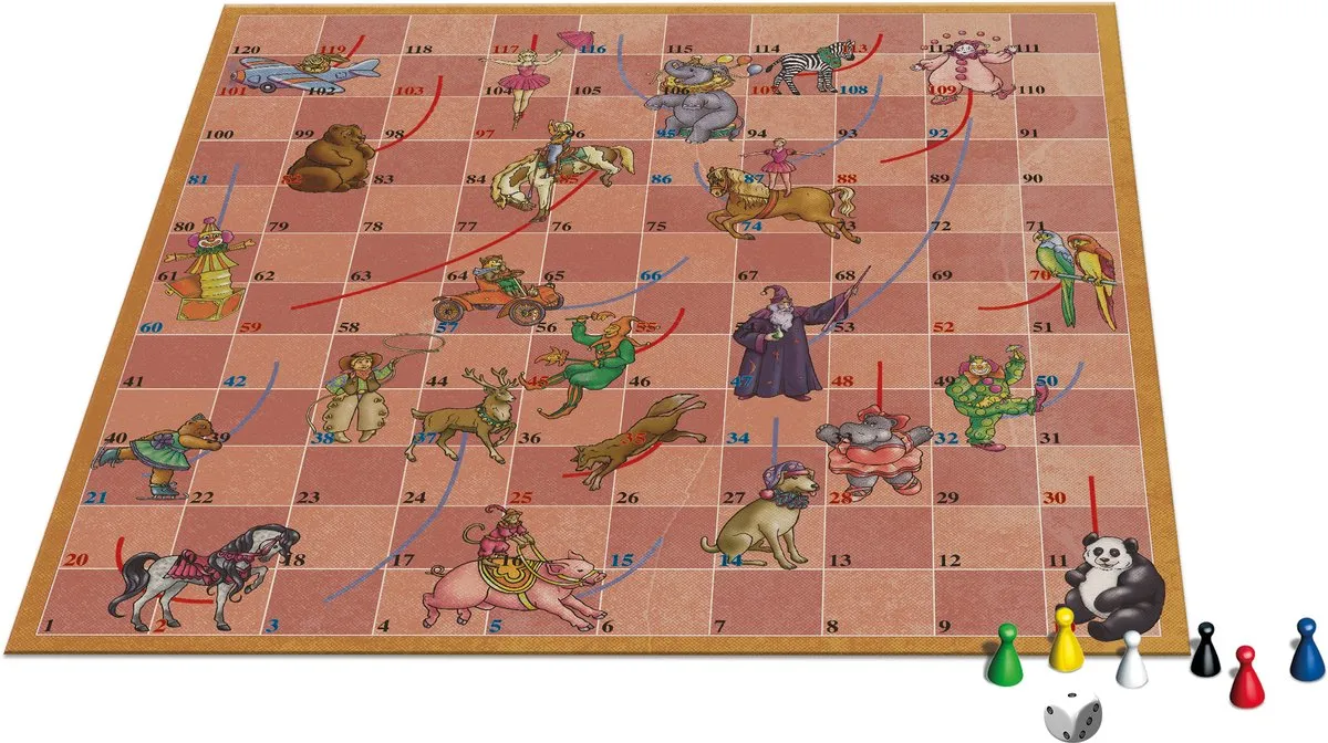 Tactic Snakes & Ladders Circus Game 56548 - 2-6 Spelers