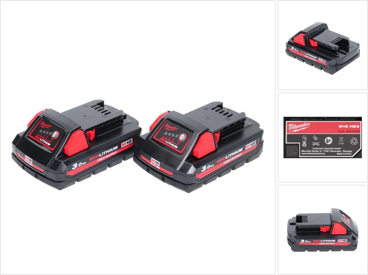 Milwaukee M18 HB3 High Output Accu 2x 3000mAh