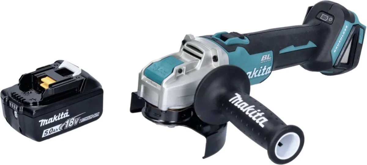 Makita DGA521T1X1 Haakse Slijper 18V 125mm X-LOCK Brushless - 5,0Ah