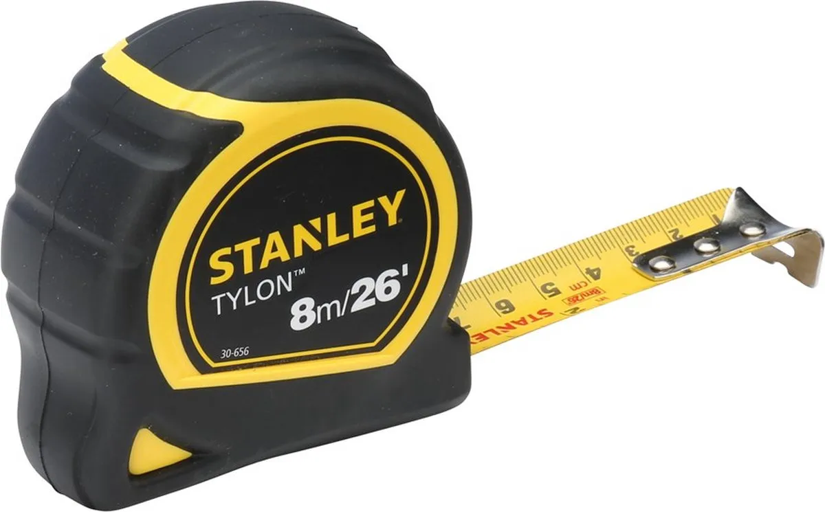 Stanley Rolbandmaat Tylon 8m/24' - 25mm - Zwart