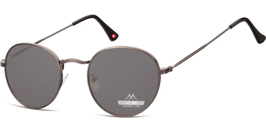 Montana Zonnebril MR54S Rond Gunmetal +3.0