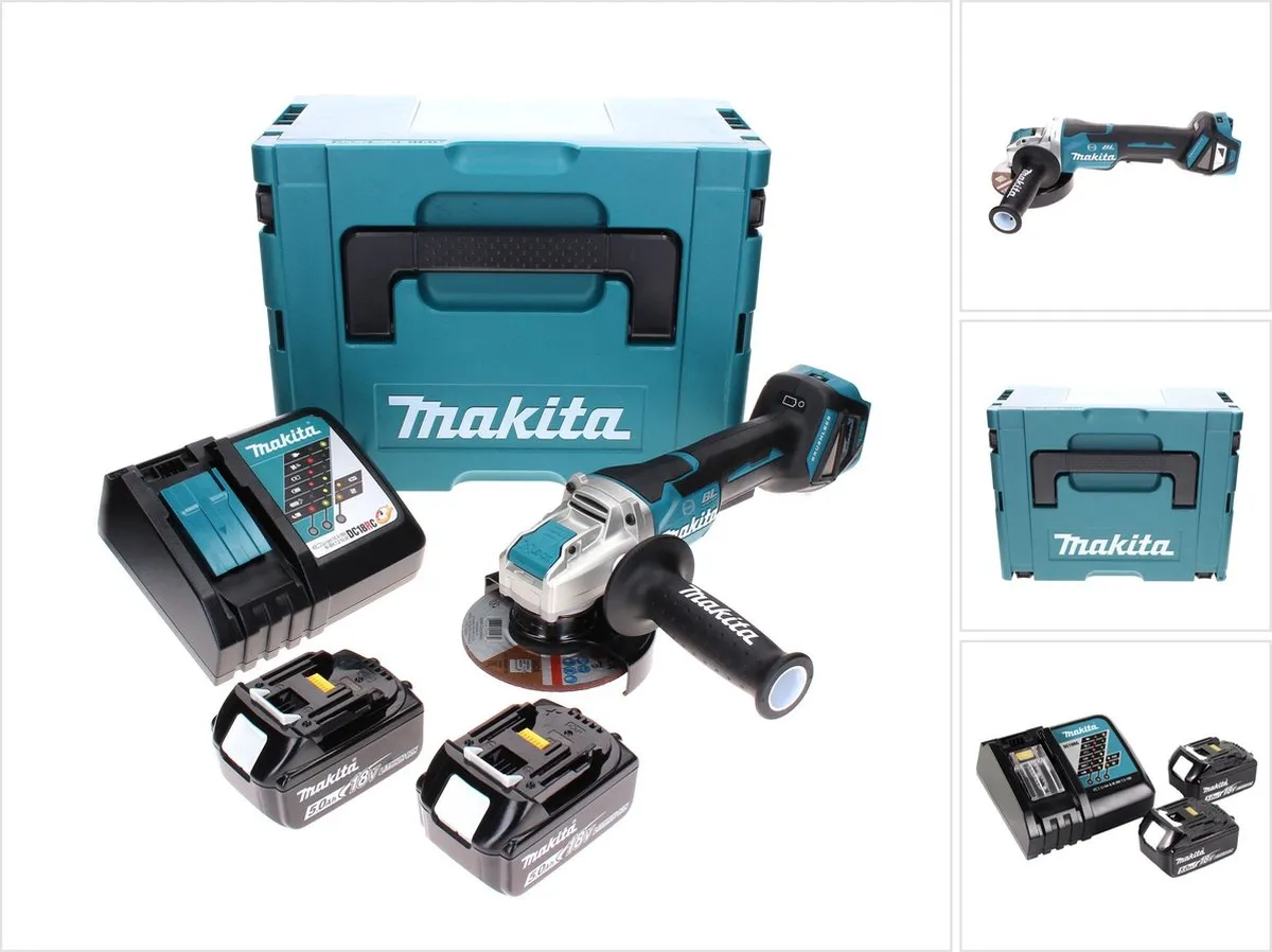 Makita DGA519RTJ Haakse Slijper 18V - 125mm X-LOCK - 2x 5.0Ah