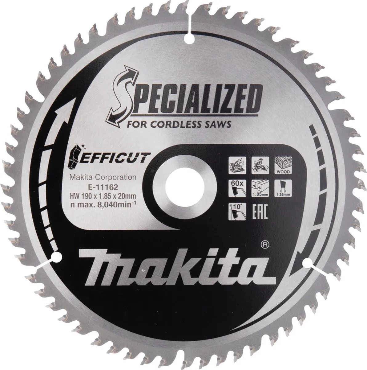 Makita E-11162 Cirkelzaagblad Hout 190mm 60T