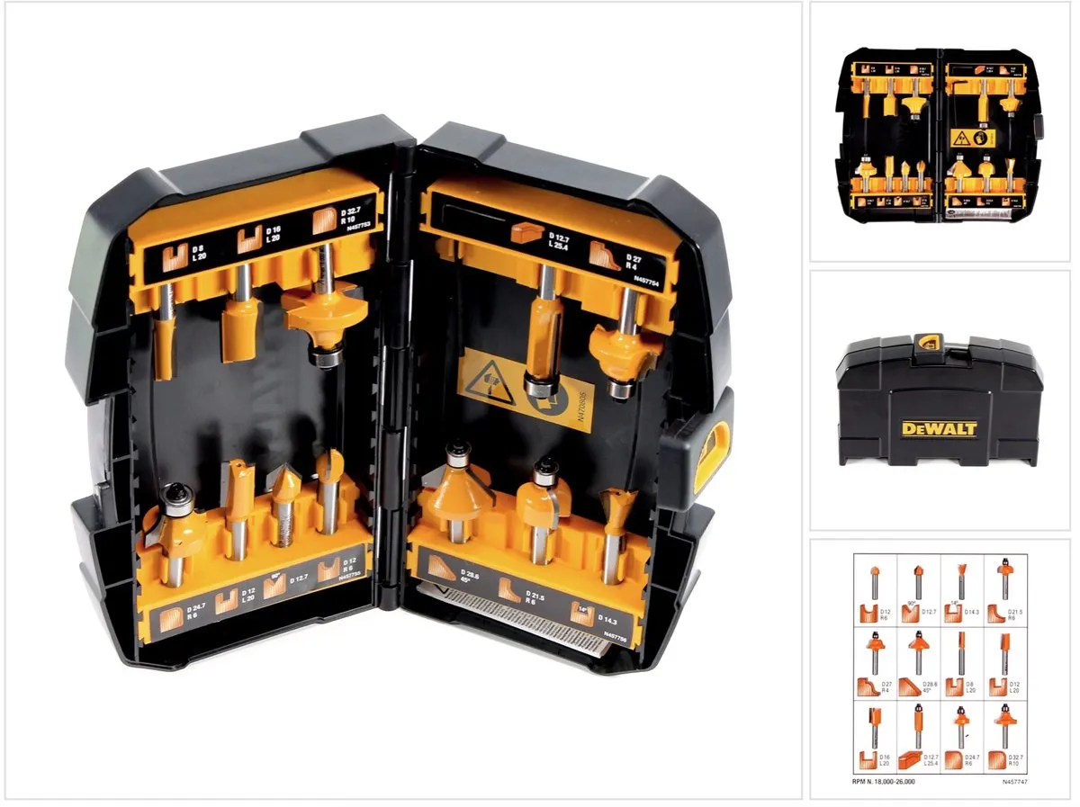DeWalt DT90016 Frezenset 12-delig - Hout