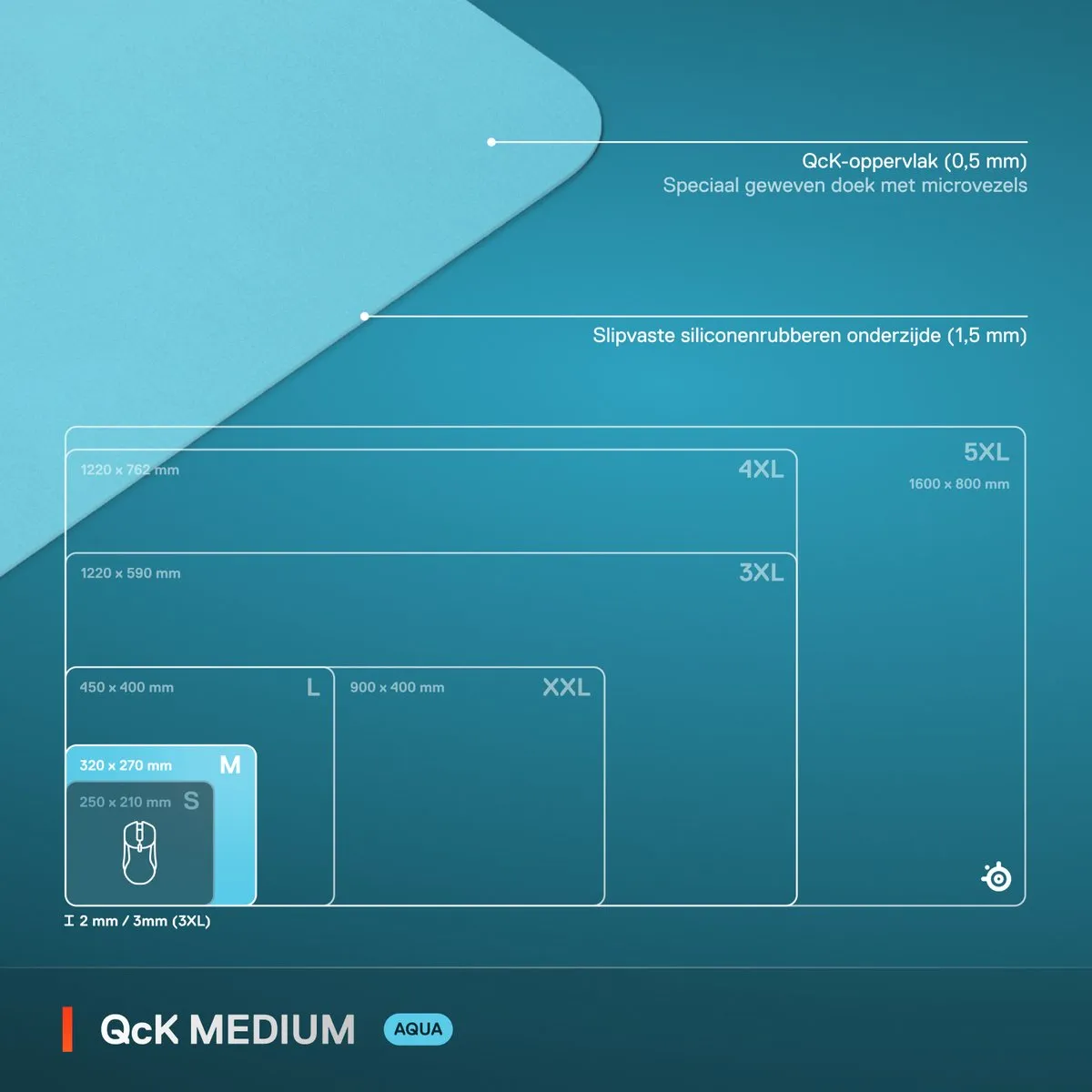 SteelSeries QcK Medium Gaming Mousepad 320x270mm Aqua