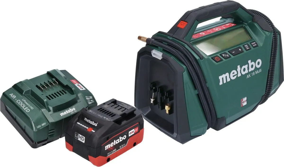 Metabo AK 18 Multi Accucompressor 18V 11 bar - 5,5Ah - Groen/Zwart