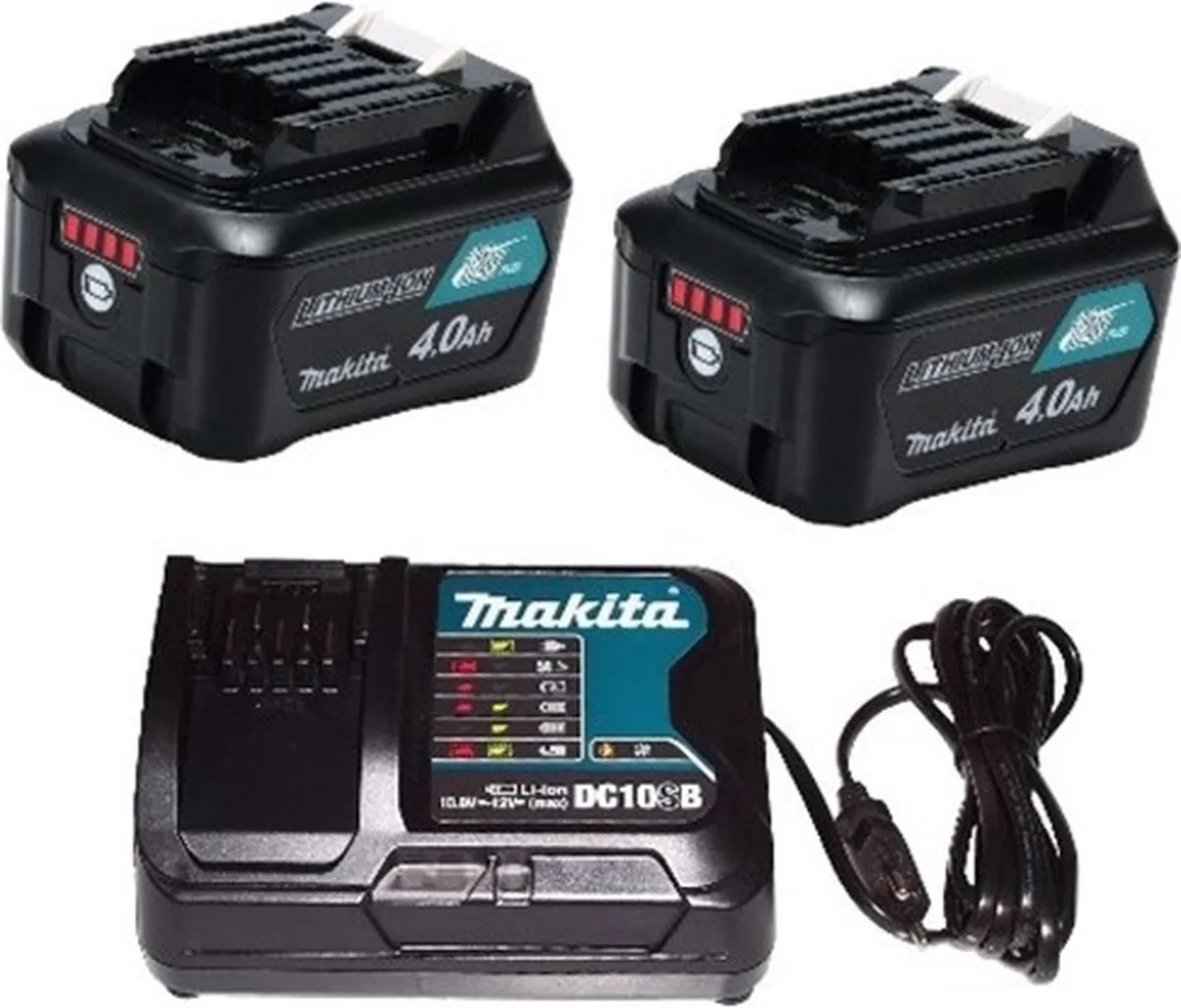 Makita BL1041B Accu 12V 4.0Ah + DC10SB Lader - 2 Stuks